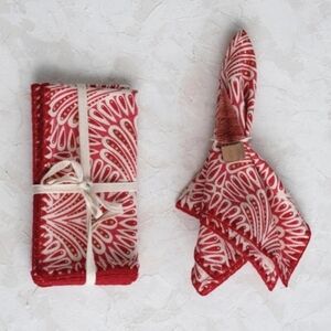 NWT Creative Co-op 20" Square Cotton Patterned Napkins Set of 4